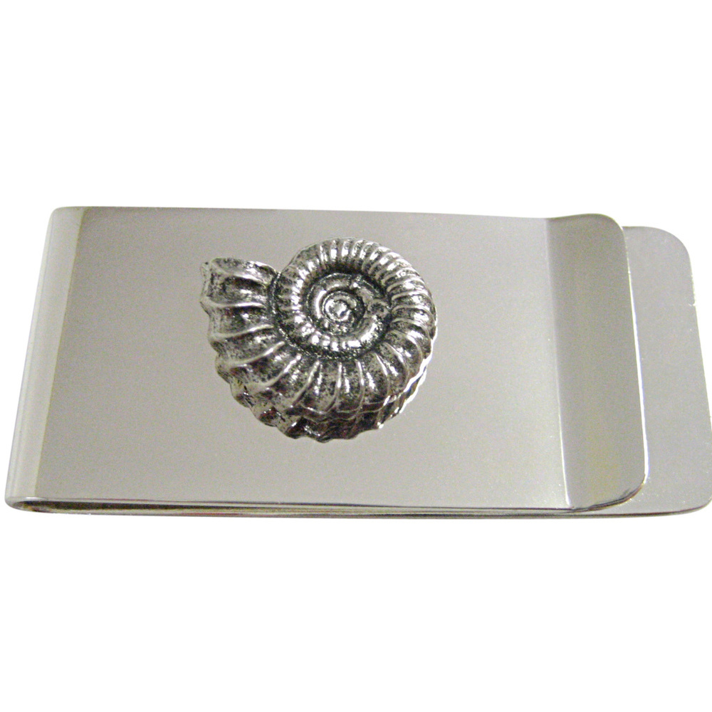 Silver Toned Ammonite Fossil Design Money Clip
